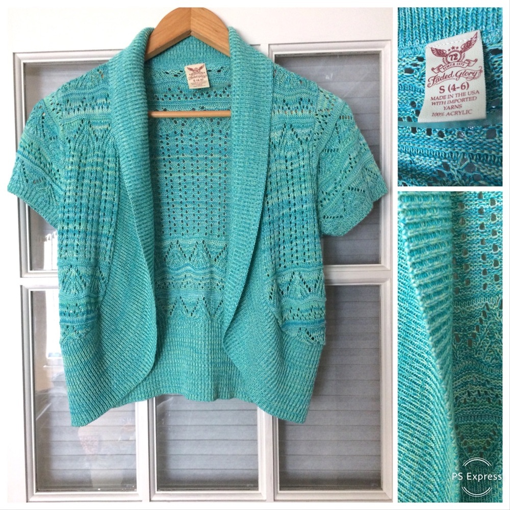 Faded Glory Teal Cardigan Sz. S (4-6) 🦋